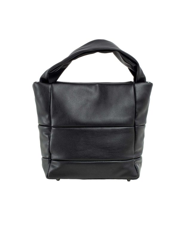 Black eco-leather handbag with handle