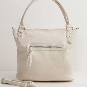 Cream soft bag made of eco leather