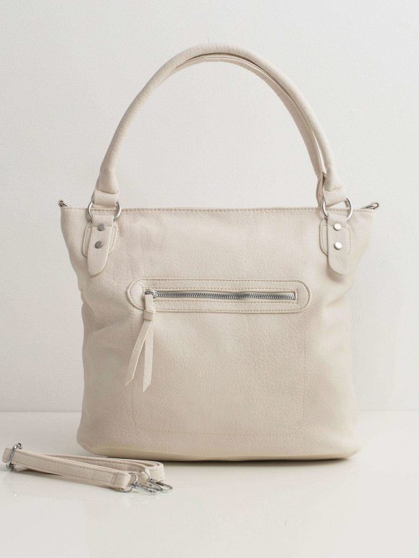 Cream soft bag made of eco leather