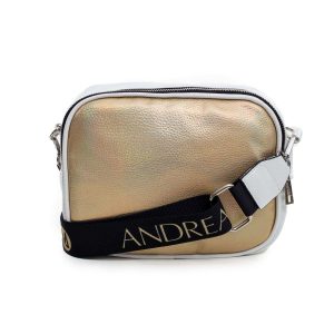 White and gold bag with detachable strap