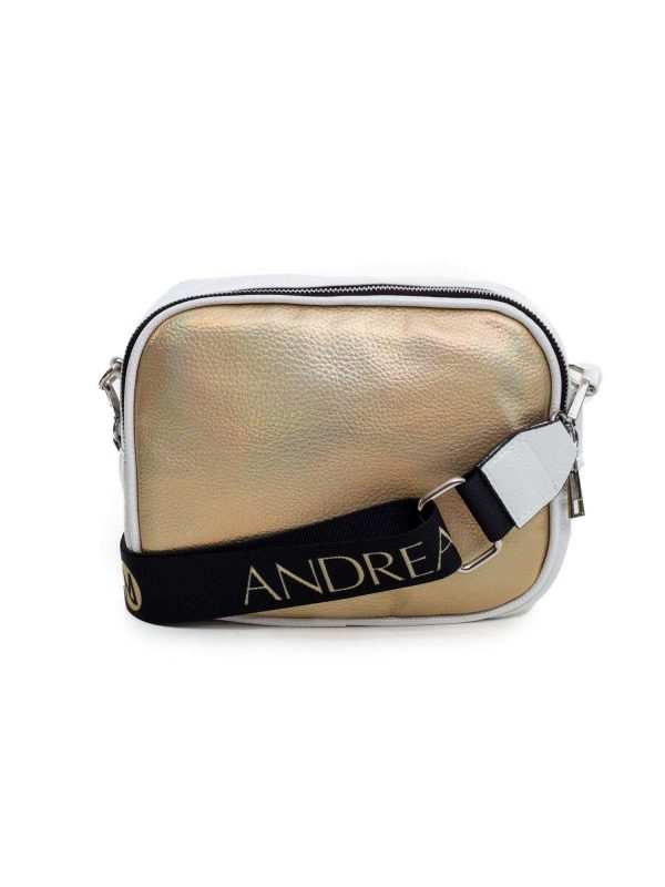 White and gold bag with detachable strap