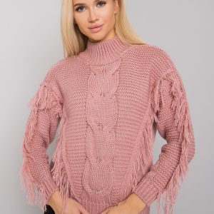 Dirty pink fringed sweater Caitri RUE PARIS