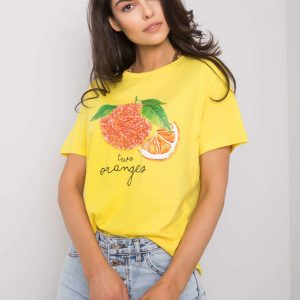 Yellow t-shirt for women with Fenn applique