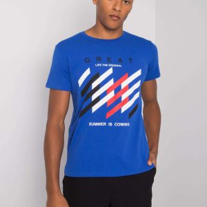 Dark Blue Men's T-Shirt with Colorful Print Adriel