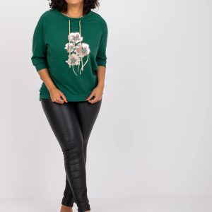 Dark Green Loose Plus Size Cotton Blouse Rosalie