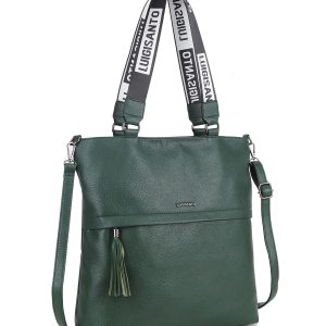 Green women's bag with decorative handles LUIGISANTO