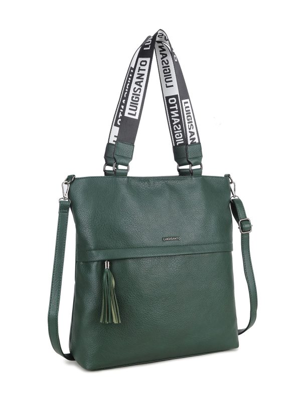 Green women's bag with decorative handles LUIGISANTO