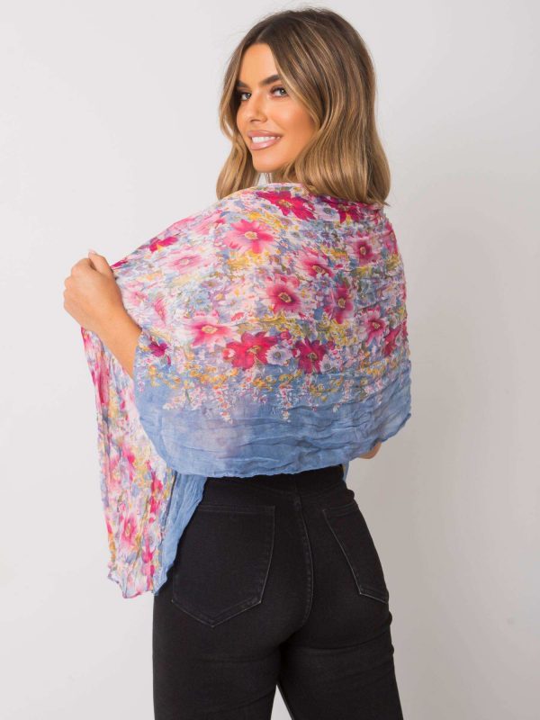 Blue and pink patterned viscose wrap