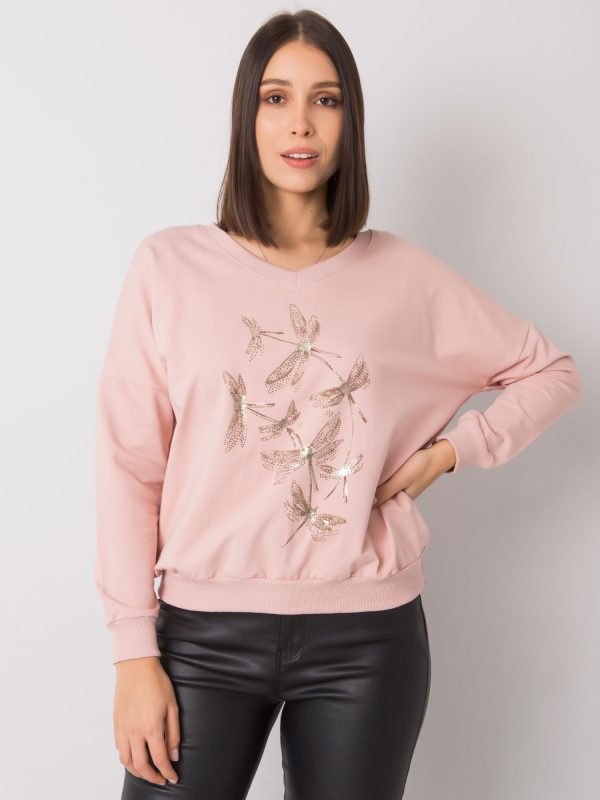 Dirty pink plus size sweatshirt with Michell rhinestones