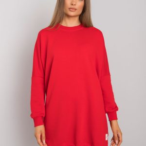 Odile RUE PARIS Red Long Sleeve Sweatshirt Dress