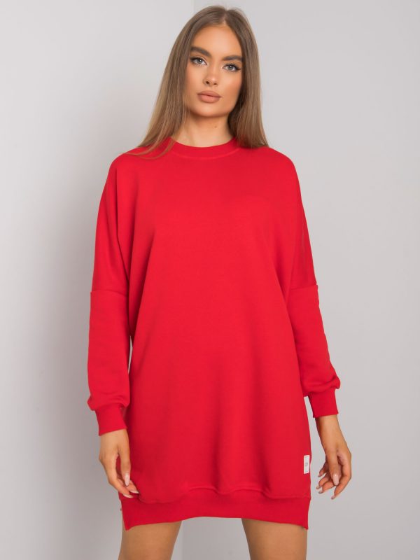 Odile RUE PARIS Red Long Sleeve Sweatshirt Dress