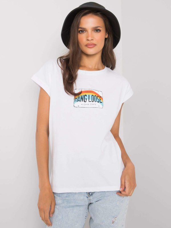 White T-shirt with Aloha print