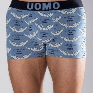 Grey boxer shorts with print