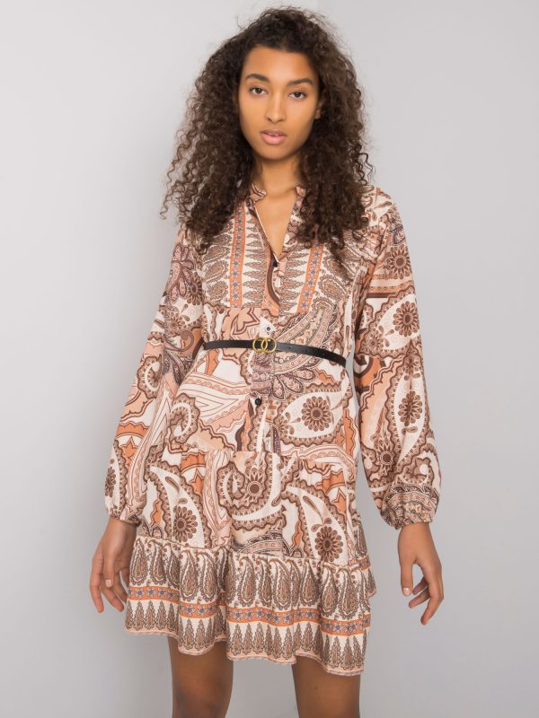 Beige dress with Milah print