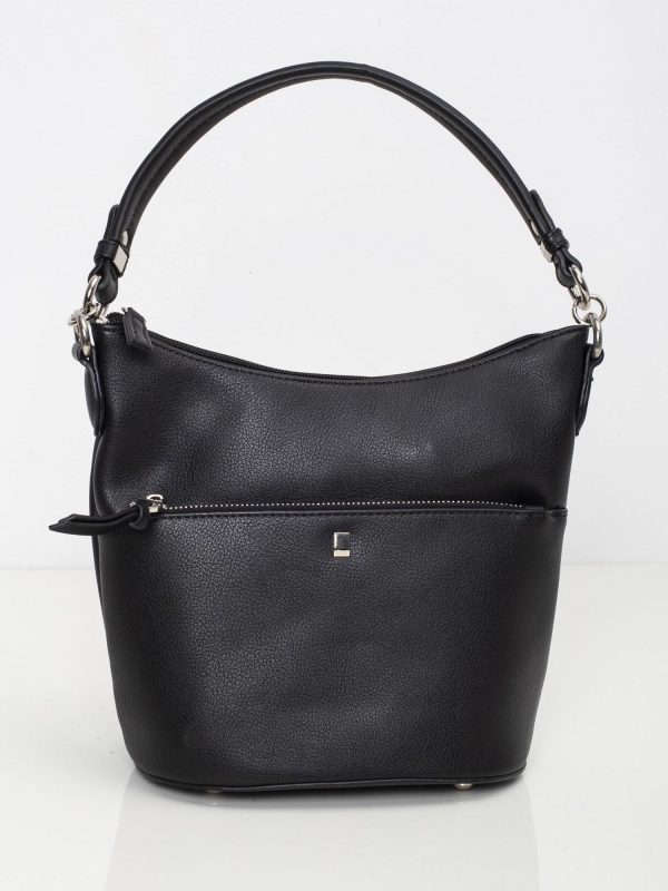 Black handbag with detachable strap