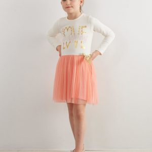 Ecru dress for a girl with tulle