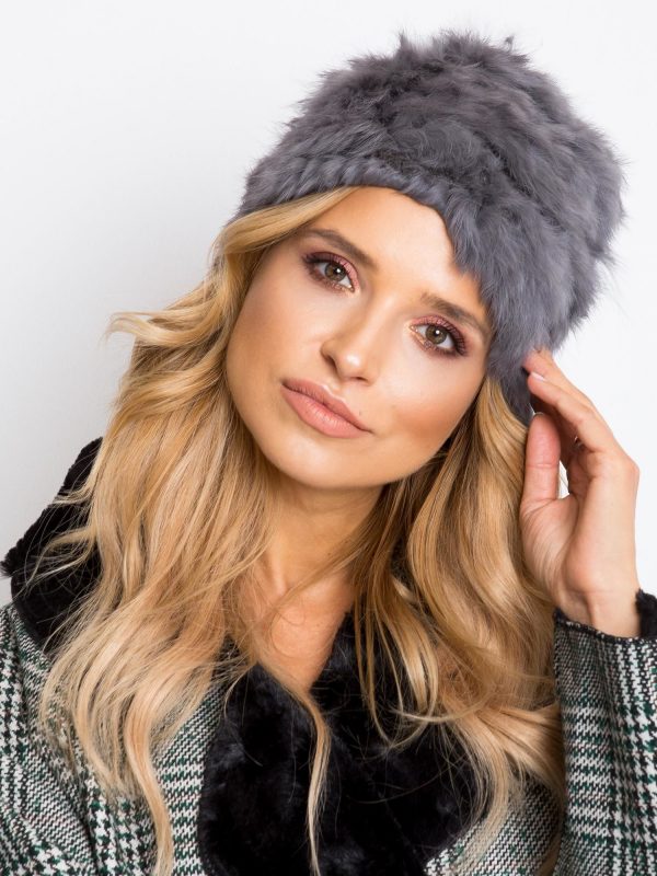 Grey fur hat