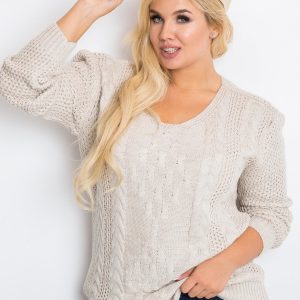 Beige plus size sweater Flower