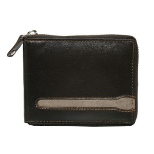 Brown Leather Men's Zipper Wallet