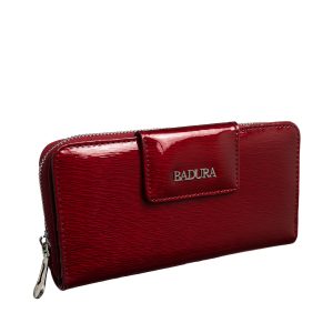 Red leather zipper wallet BADURA