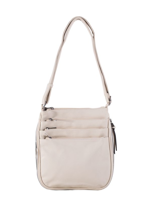 Light Beige Women's Shoulder Bag with Pockets