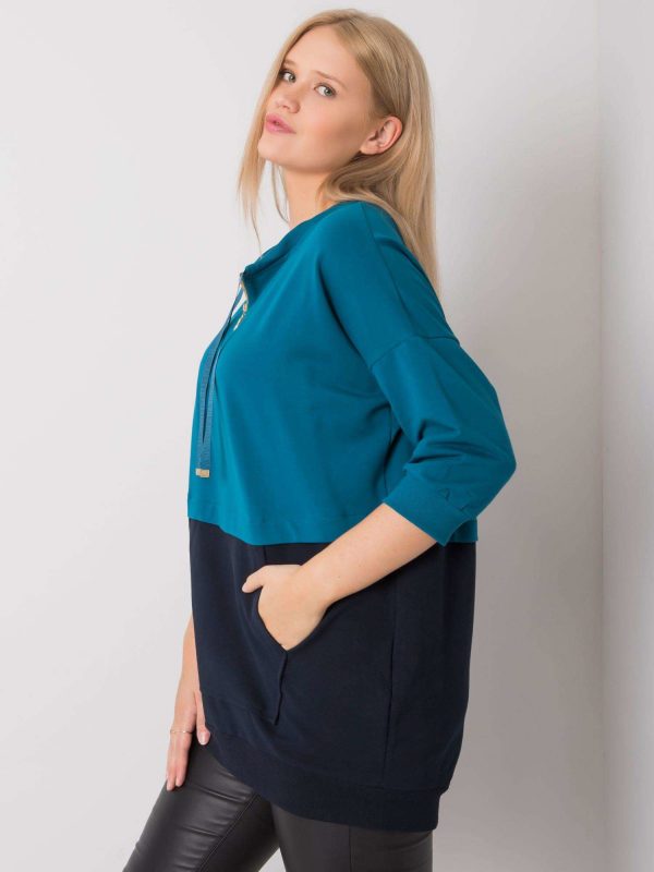 Sea and navy blue plus size tunic in Philomene cotton