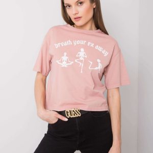 Dirty pink t-shirt with print Piper RUE PARIS