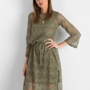 Khaki openwork women's dress