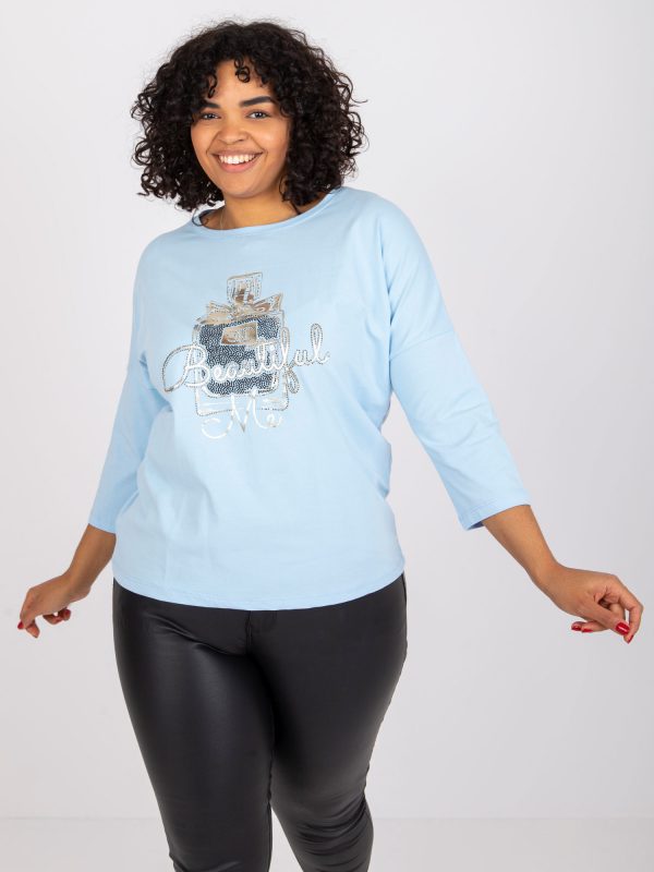 Light Blue Plus Size Vickey Cotton Blouse