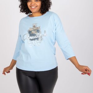 Light Blue Plus Size Vickey Cotton Blouse