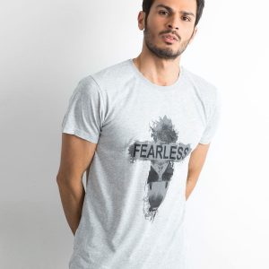 Grey Cotton Printed Men's T-Shirt