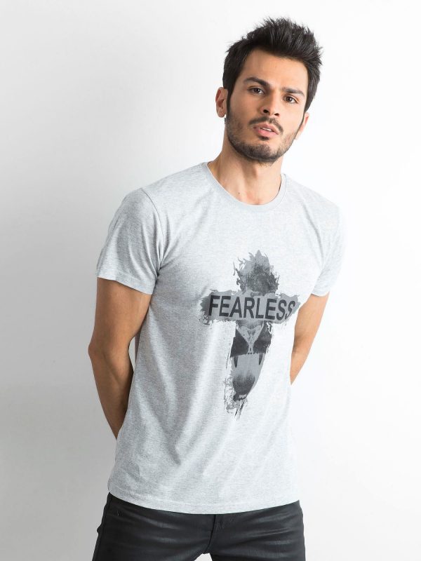 Grey Cotton Printed Men's T-Shirt