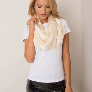 Ecru women's scarf with fringes