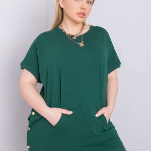 Dark green plus size blouse with pocket Newport