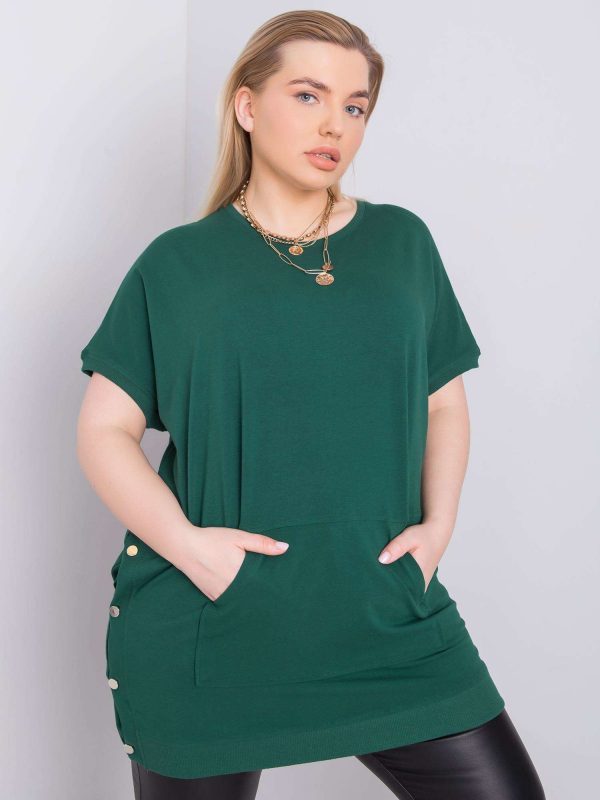 Dark green plus size blouse with pocket Newport