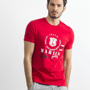 Men's cotton t-shirt with print red