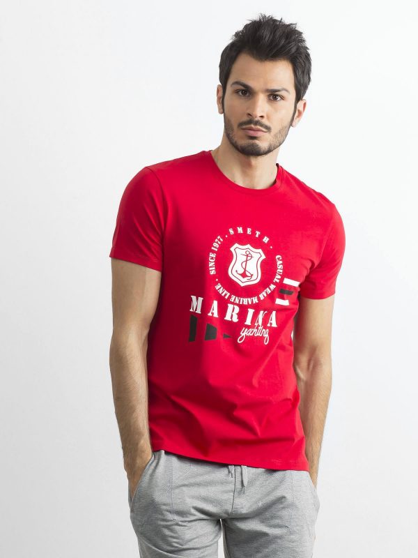 Men's cotton t-shirt with print red