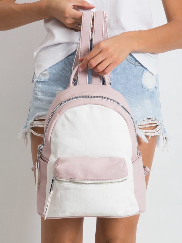 White and pink backpack