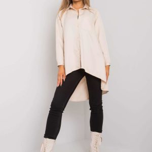 Brinleigh Beige Asymmetrical Shirt