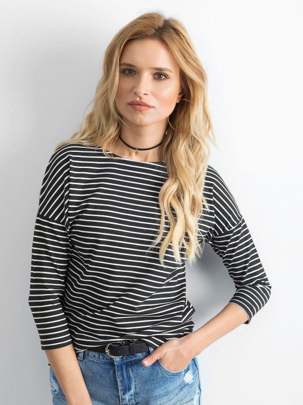 Black and White Striped Ladies Blouse