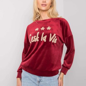 Burgundy women's velor sweatshirt Daveria