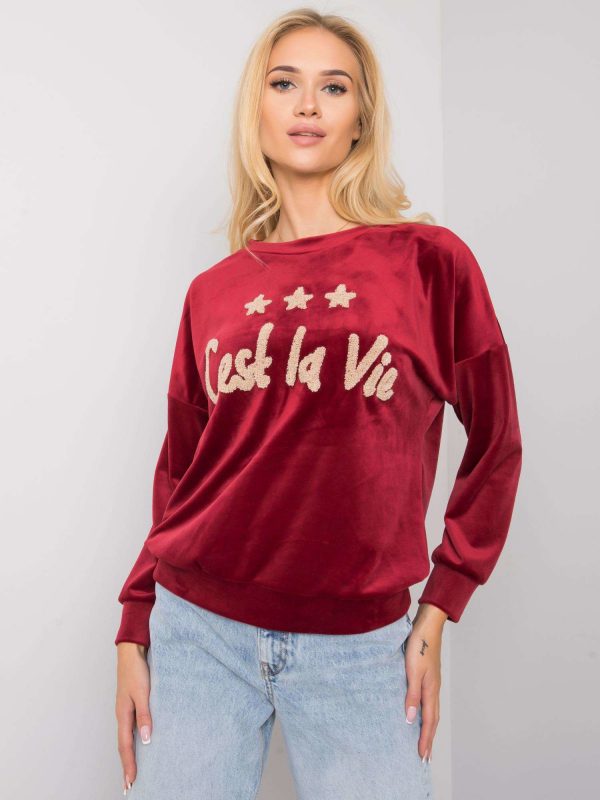 Burgundy women's velor sweatshirt Daveria