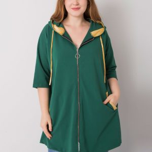 Dark Green Plus Size Zipper Lounes Sweatshirt