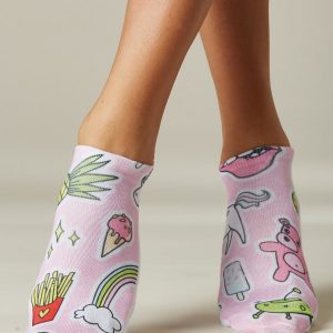 Women's feet with colorful print