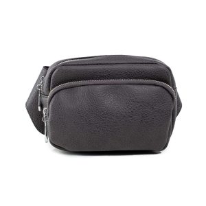 Dark grey eco-leather kidney sachet