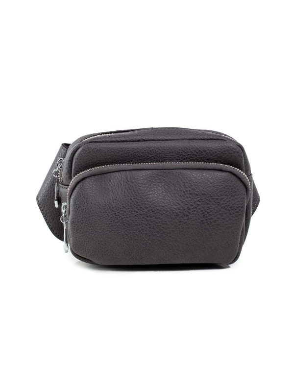 Dark grey eco-leather kidney sachet