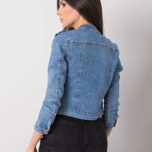 Georgette Blue Zipper Denim Jacket