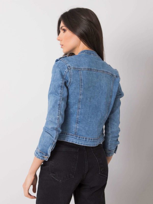 Georgette Blue Zipper Denim Jacket