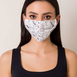 White Protective Mask with Animal Motif