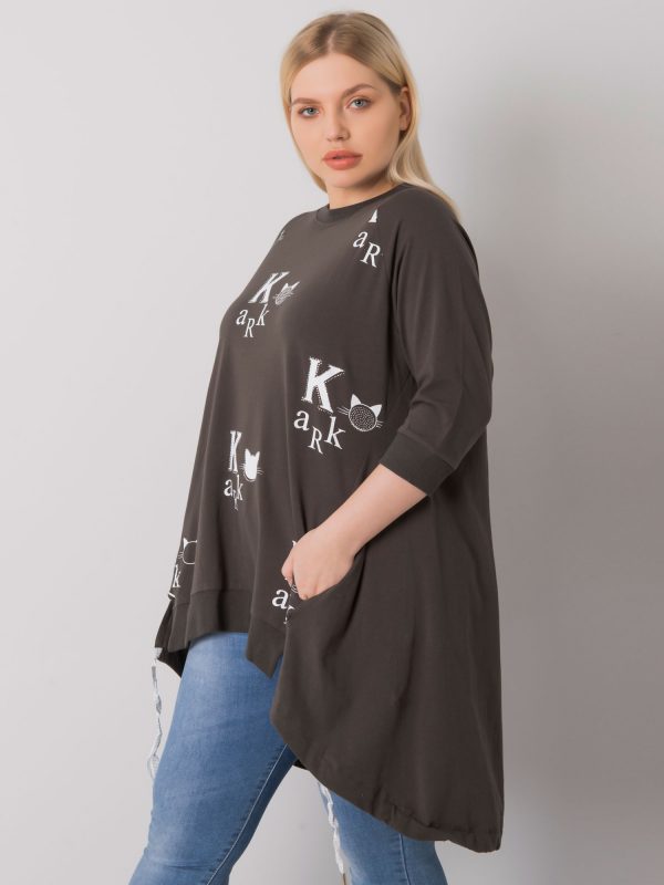 Dark khaki tunic plus size with Dashay prints